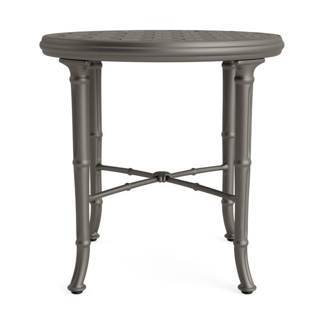Brown Jordan Brown Jordan Calcutta 20" Round Cast Top Occasional Table, Mica frame For Sale - Image 4 of 11