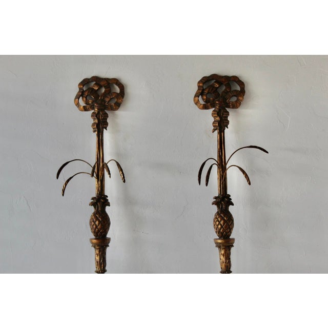 Monumental French Regency Style Gilded Wall Candle Sconces-a Pair For Sale - Image 16 of 18