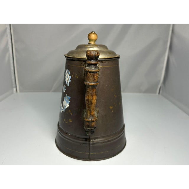 Antique Floral Enamelware Coffee Pot: 19th Century French Shabby Chic Decor For Sale - Image 6 of 10