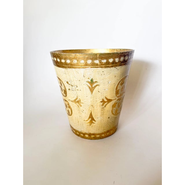 Hollywood Regency Mid 20th Century Vintage Mid-Century Italian Florentine Gilt Wastebasket For Sale - Image 3 of 8