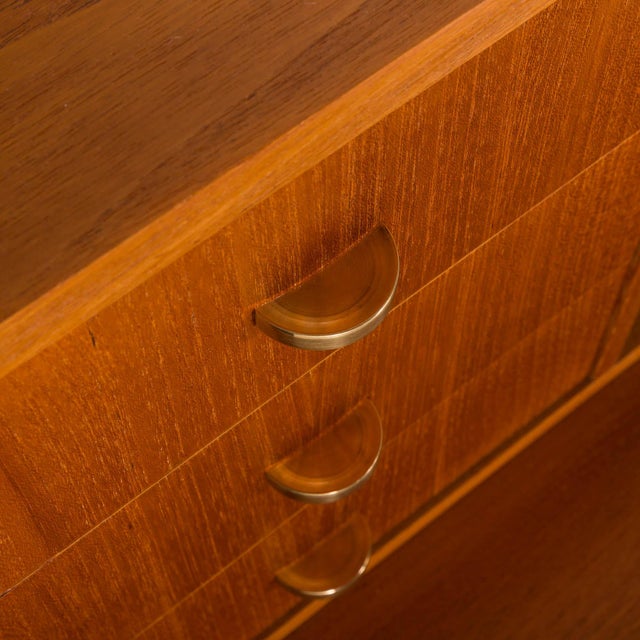 Danish Modern Teak Secretaire with Brass Details and Hidden Vanity, 1960s For Sale - Image 14 of 18