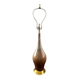 Mid 20th Century Mid-Century Modern Table Lamp With Graduated Pebble Texture and Brass Base For Sale