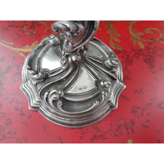 Metal 1920s Rococo Elaborated Detailed Rococo Arno Fassi Silver Foliate Pair of Candelabras - Pair For Sale - Image 7 of 13