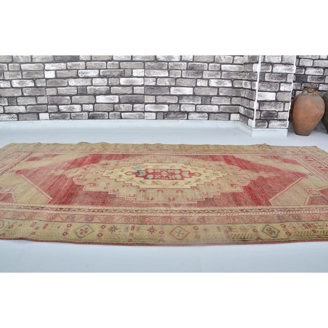 Turkish Turkish Oushak Vintage Area Carpet For Sale - Image 3 of 10