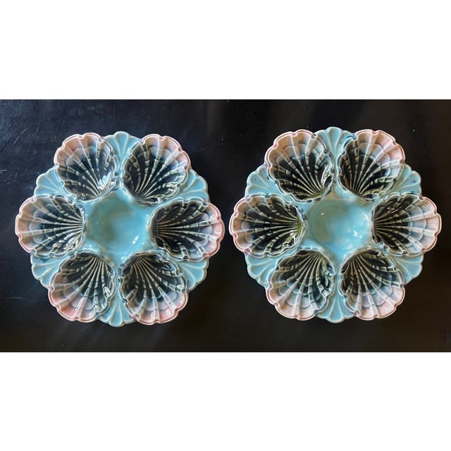 French Hand Painted Majolica Five-Lille 6 Well Oyster Plate. C. 1890's For Sale In San Francisco - Image 6 of 10