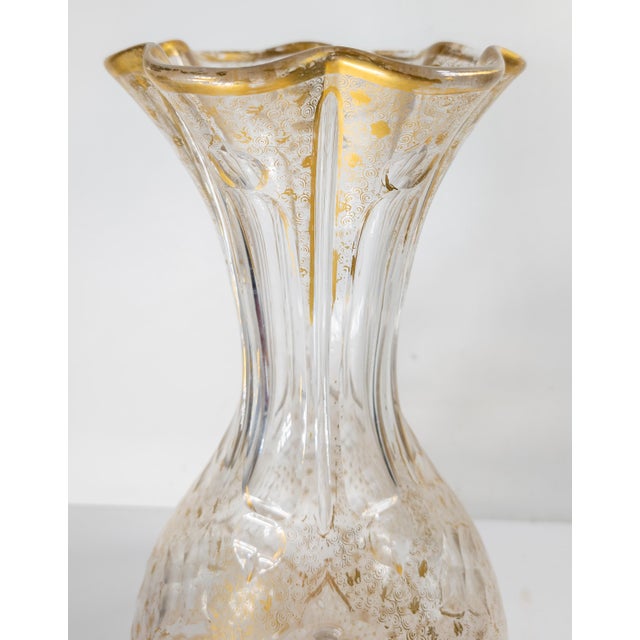 19th Century French or Bohemian Cut Glass Crystal Vase With Gilding For Sale - Image 11 of 15