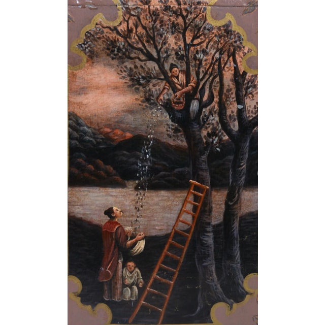 Black Vintage Hand-Painted English-Style Chinese Export Tea Caddy Table Lamp - a Pair For Sale - Image 8 of 12