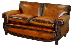 Brown Leather Two Seat Sofa