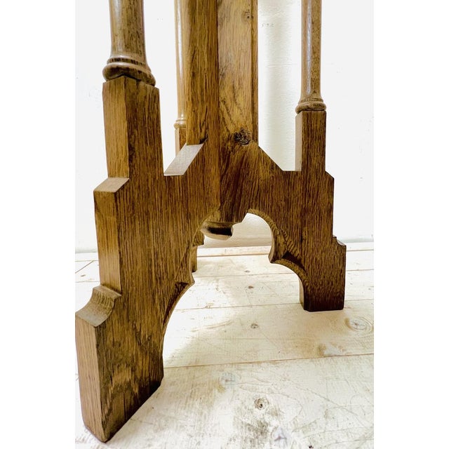 Arts & Crafts Gothic Revival Pedestal in Oak, 1920s For Sale - Image 13 of 18