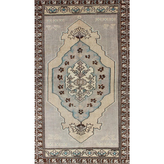 Vintage Turkish Oushak Rug in Gray, Taupe, Brown and Ivory For Sale - Image 4 of 6