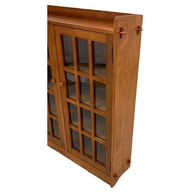 Mission Oak 3 Door Display Bookcase For Sale - Image 11 of 14