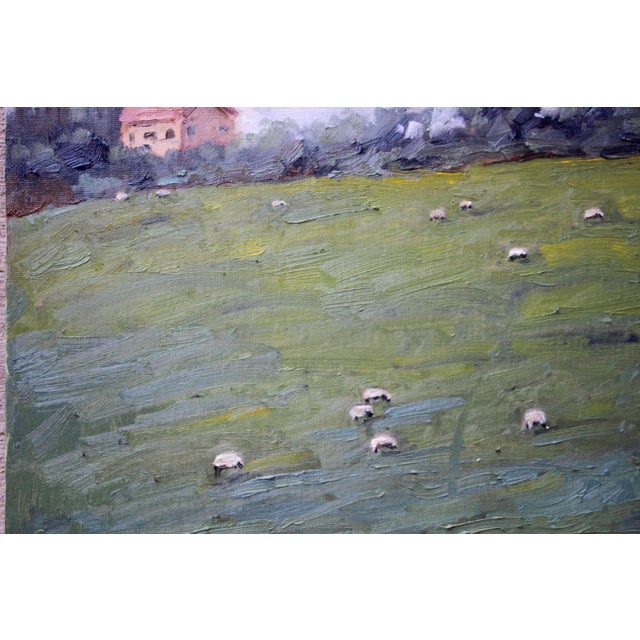 "Grazing Sheep on a Hillside" Contemporary Landscape Oil Painting For Sale - Image 11 of 13