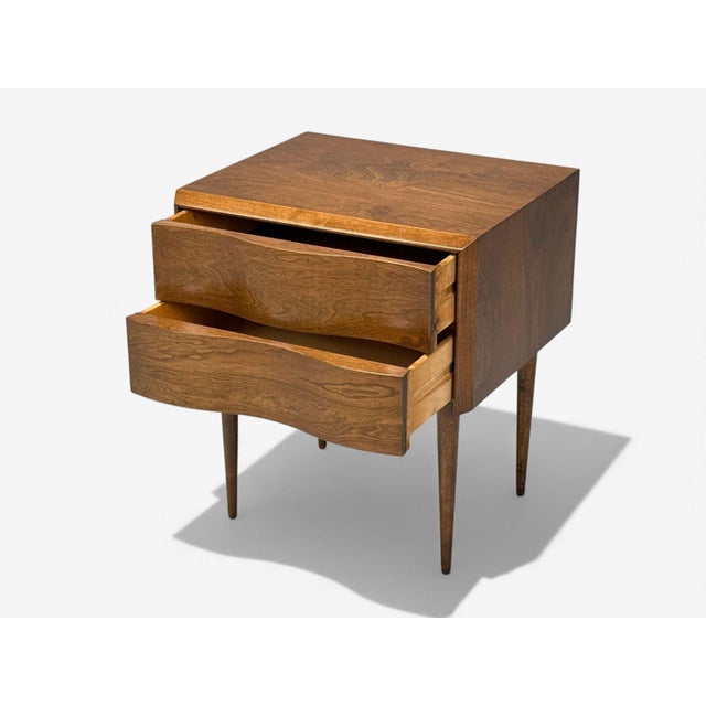 Edmond J Spence, Swedish Modern, Maple, Rare Wave Nightstands, 1950s, A Pair For Sale - Image 12 of 17