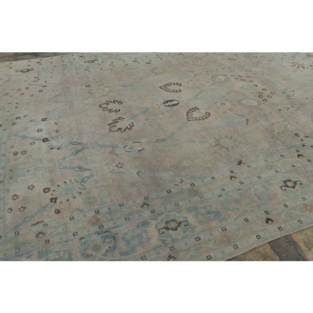 Rug & Kilim Oversized Antique Persian Mashad Rug With Floral Design in Blue - Rug & Kilim For Sale - Image 4 of 7