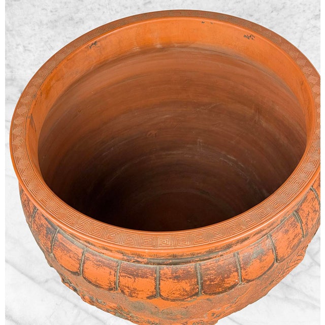 Red Antique 15" Japanese Red Clay Pottery Dragon Planter Pot Jardiniere For Sale - Image 8 of 12