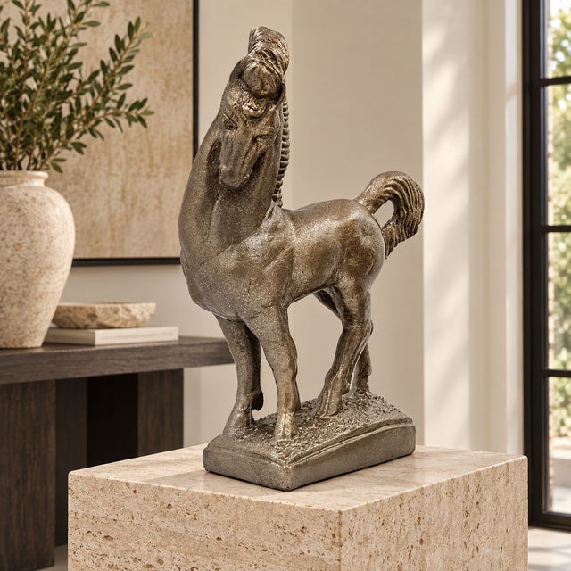 Superb Jaru Ceramic Greek Revival Roman Stallion Horse Sculpture 1970s For Sale - Image 10 of 11