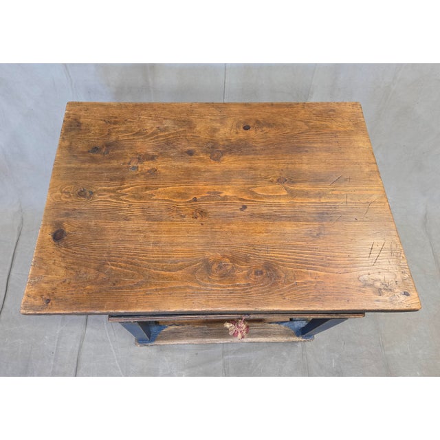 Antique European Rustic Painted Pine Baker's Table, Romania, 1761 For Sale - Image 4 of 18
