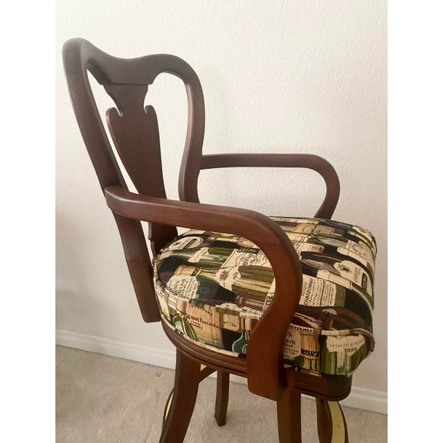 Solid Cherry Wood Ethan Allen Style Swivel Exquisite Bar Stools Set of Four Excellent Mint Condition Late 20th Century For Sale - Image 9 of 18