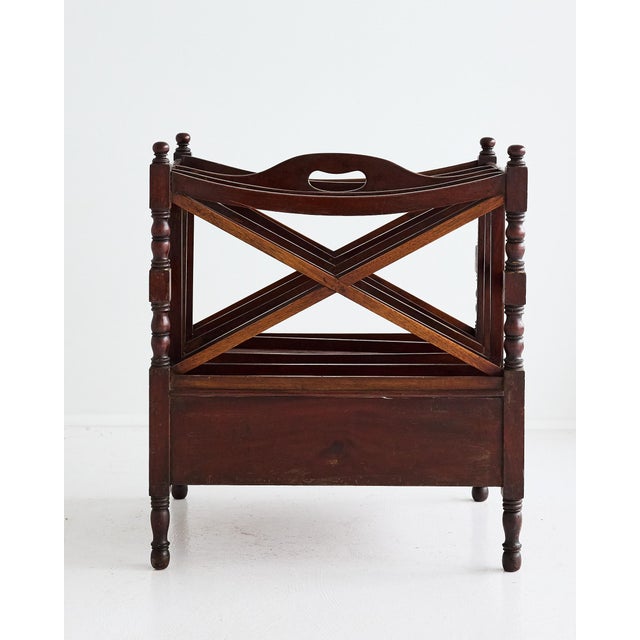 Large English Regency Mahogany Canterbury Magazine Rack With Drawer, 19th Century For Sale - Image 10 of 16