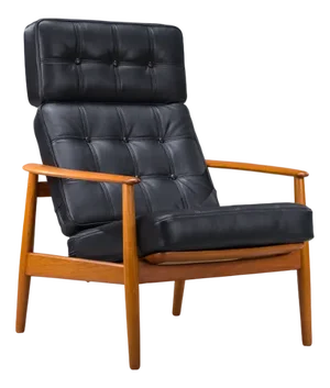 Armchair with Model FD 164 Frame by Arne Vodders and Model 118 Armrests by Grete Jalks in Teak and Black Leather, Denmark, 1960s
