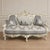 Add timeless French elegance to your interior with this luxurious 3-seater Rococo-style sofa, featuring plush light gray...