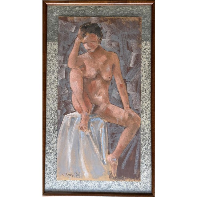 Venditti, Female Nude, 1970s, Mixed Media For Sale - Image 4 of 4