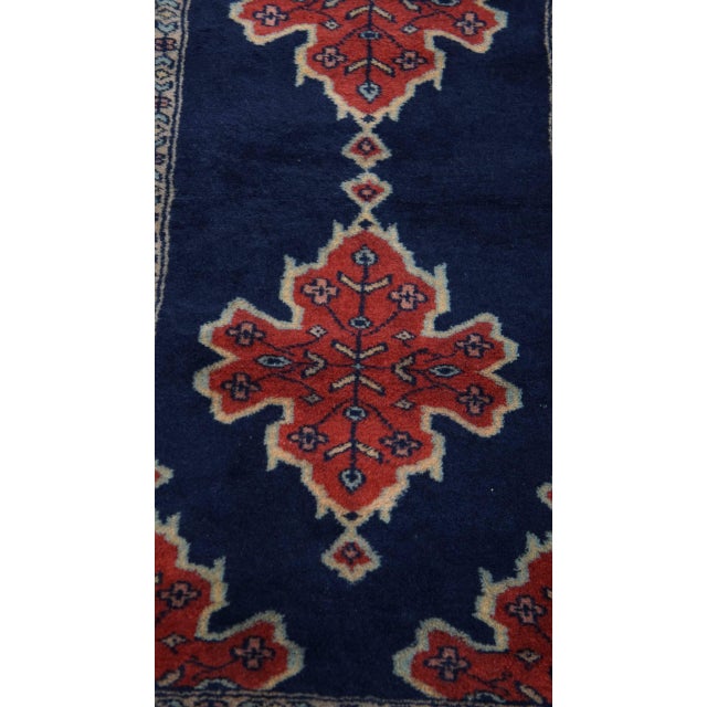 Dark Blue Rug in Wool For Sale - Image 4 of 9