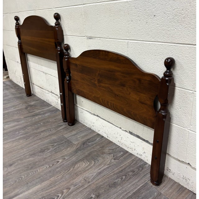 Vintage Twin Size Traditional Style Cannonball Headboard and Footboard For Sale - Image 4 of 9