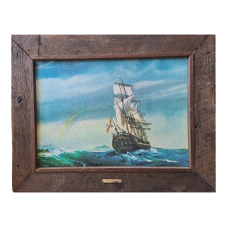 "Discovery" Tall Sailship, Oil on Board For Sale