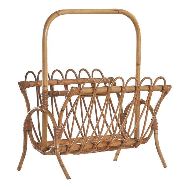 Mid-Century Magazine Rack in Bamboo, 1960s For Sale