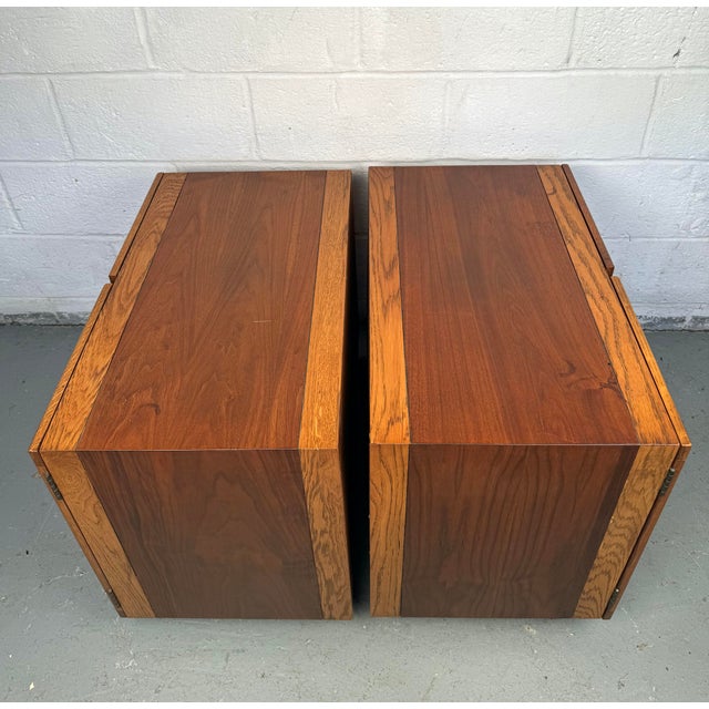 Mid 20th Century Vintage Walnut Cabinet Nightstands by Lane - a Pair For Sale - Image 9 of 12