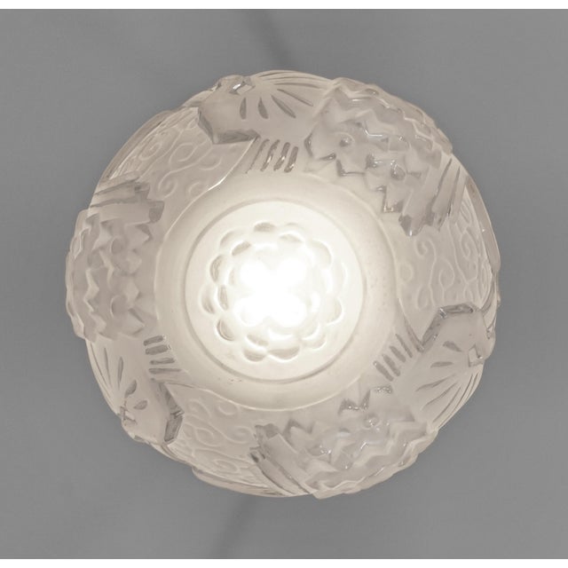 Silver Petitot & Muller Freres French Art Deco Pendant Light 1930s - 2 Available For Sale - Image 8 of 13