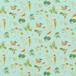 Sanderson Woodland Chorus Fabric in Sky Blue/Multi