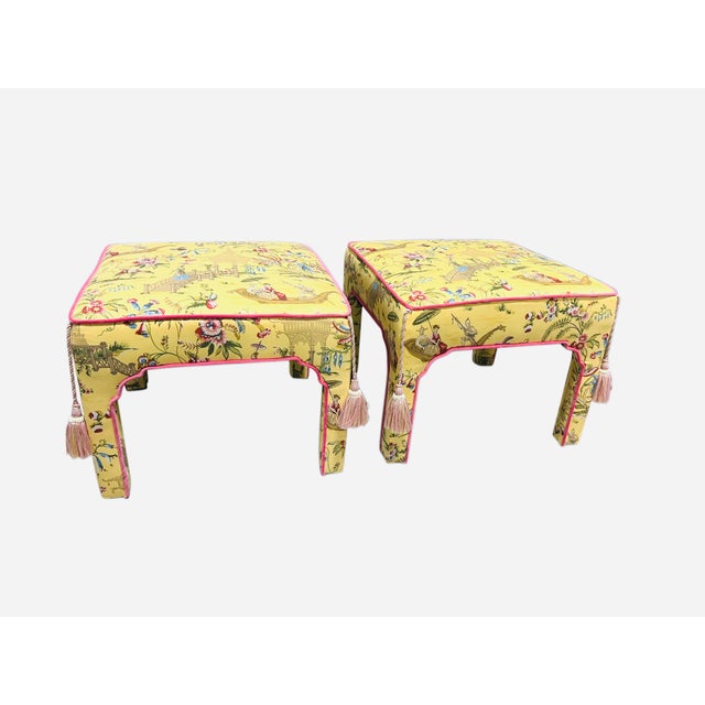 Pair Newly Upholstered Mid Century Parsons Benches/Ottomans For Sale - Image 12 of 13