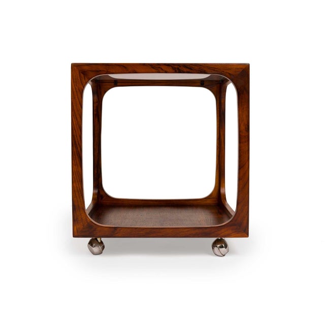 Wilhelm Renz 1960s Walter Wirz Rosewood & Glass Cube Table for Wilhelm Renz For Sale - Image 4 of 7