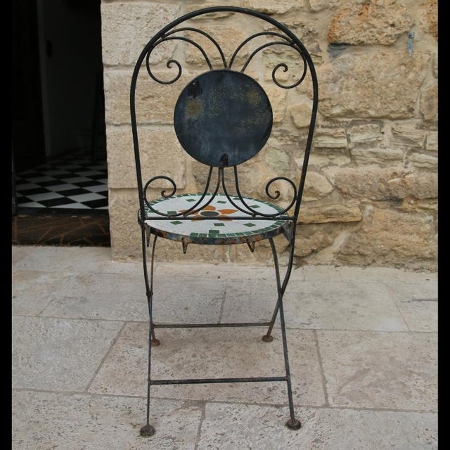 Vintage French Folding Garden Chair in Wrought Iron, 1970s For Sale - Image 6 of 9