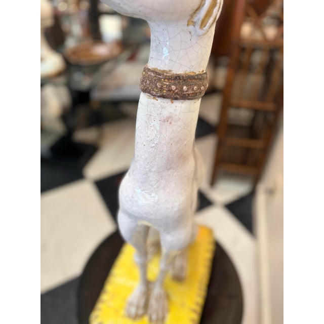 1970s Italian Terracotta Glazed Greyhound on Seated Base For Sale - Image 9 of 12