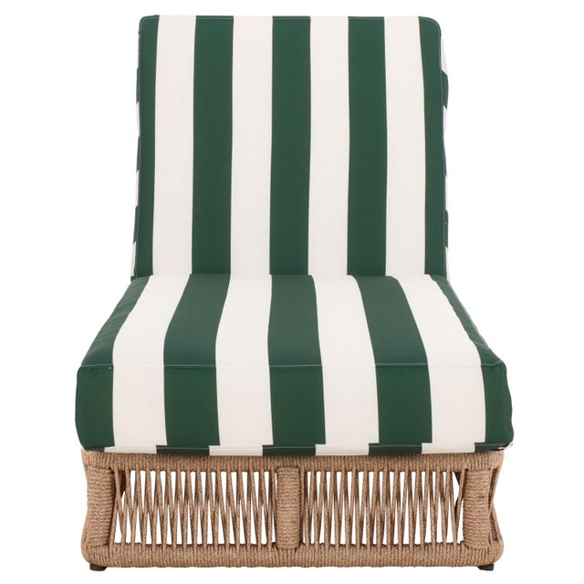 Gillian Chaise Lounge, Heather Tan/Hunter Green Stripe For Sale - Image 10 of 12