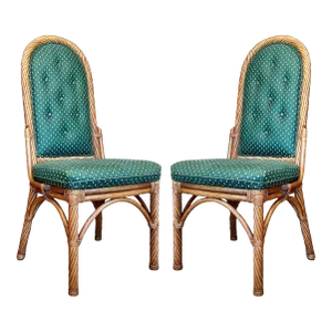 1970s High-Back Rattan Chairs - a Pair