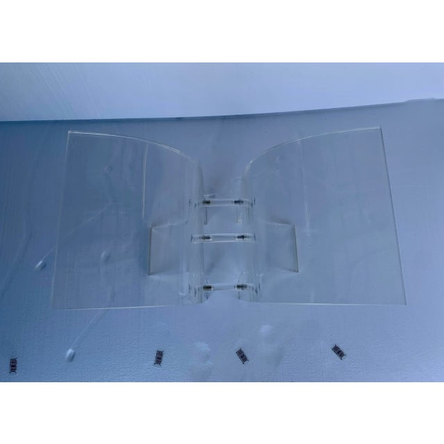 Lion in Frost Vintage Lucite Wing Panel Side Table Base For Sale - Image 4 of 11