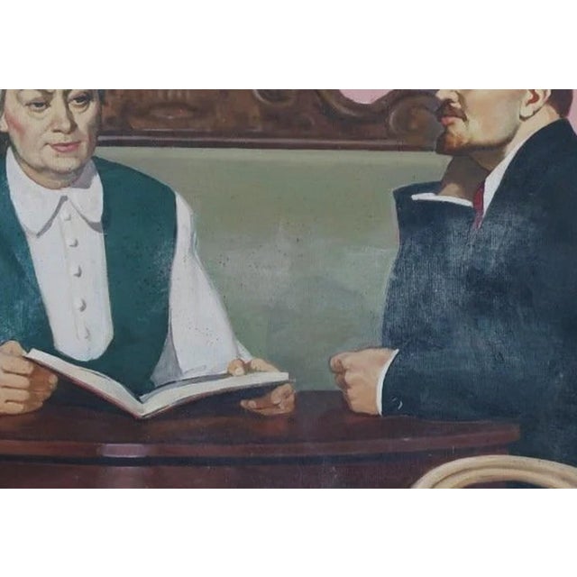 Lenin and Krupskaya Oil Painting, Original Soviet Art by Filatov a.i. 110-159,5 For Sale - Image 6 of 6