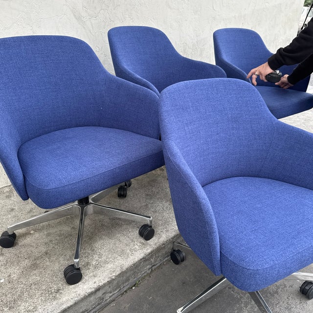 Blue Steelcase for West Elm Sterling Conference Office Chairs, Pair For Sale - Image 8 of 12