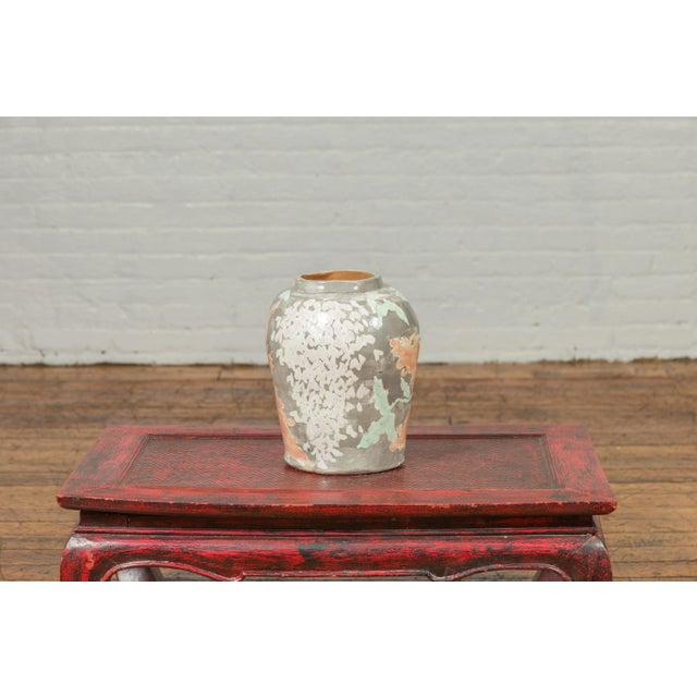 Contemporary American Collection Ceramic Vase with Large Orange Flowers For Sale - Image 4 of 9