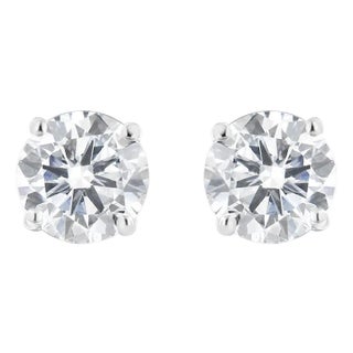 14K White Gold 1.00 Cttw Round Brilliant-Cut Diamond Classic 4-Prong Stud Earrings with Screw Backs (H-I Color, I1-I2 Clarity) For Sale
