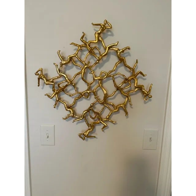 Transitional Uttermost Golden Gymnasts Wall Square For Sale - Image 3 of 6