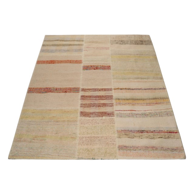 Contemporary Rug & Kilim’s Patchwork Kilim Runner in Polychromatic Stripes For Sale - Image 3 of 6