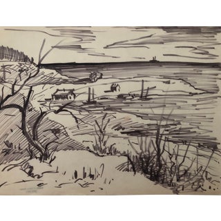 1940s Henry Gasser Coastal Drawing For Sale