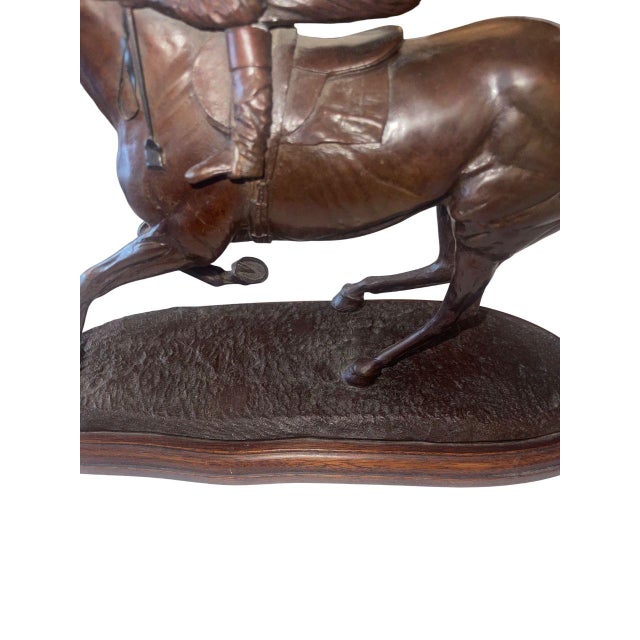 Metal English Bronze Racehorse Sculpture Signed by Gill Parker 1984. For Sale - Image 7 of 8