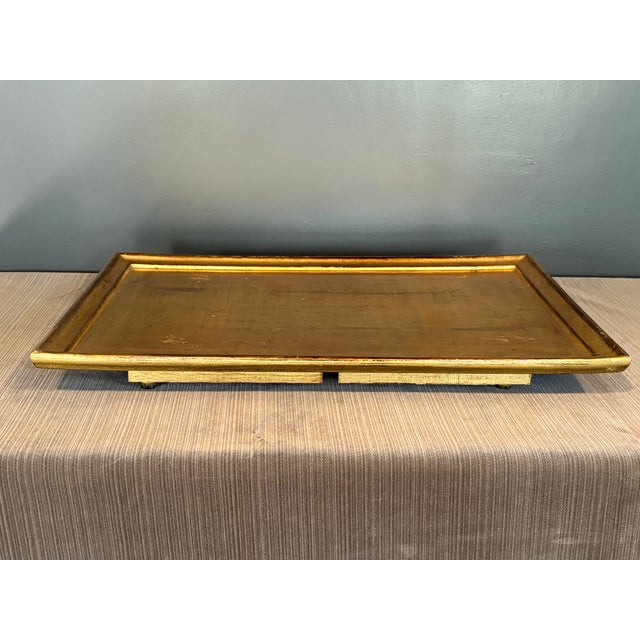 Mid 20th Century Italian Gilded Wood Tray on Legs by Labrazel For Sale - Image 5 of 7