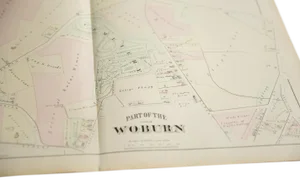 Antique Woburn Massachusetts Atlas Map Plate E